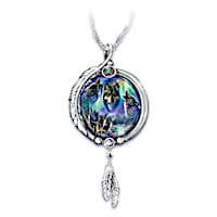 Aurora Borealis Wolf Art Mystic Topaz Pendant By James Meger