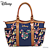 Disney Mickey Mouse And Minnie Mouse Floral Printed Tote Bag