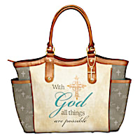 "With God All Things Are Possible" Tote With A Cross Charm
