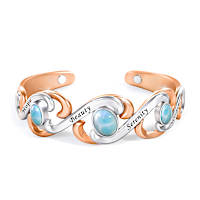 Over 2-Carat Genuine Larimar Inspirational Copper Bracelet