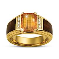Genuine Barrel-Cut Citrine Gentleman's Reserve Ring