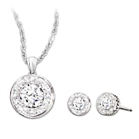 Dazzling Radiance Pendant Necklace And Earrings Set