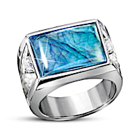 "Frozen Fire" Men's Ring With An Over 7-Carat Labradorite