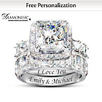 Personalized Engagement Ring And Wedding Band Set