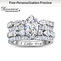 "Facets Of Love" Personalized Diamonesk Stacking Ring Set