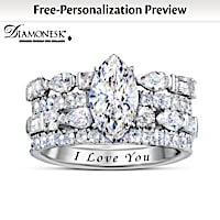 Diamonesk Facets Of Love 4-Rings-In-One Personalized Ring