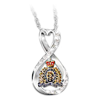 RCMP Crystal Infinity Pendant Necklace With Enamelled Crest
