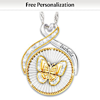 Personalized Spinning Butterfly Pendant For Granddaughters