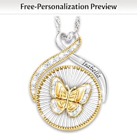 Personalized Spinning Butterfly Pendant For Granddaughters