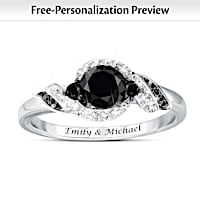 0.5-Carat Black Diamonds & 18 White Topaz Personalized Ring