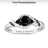 Romantic Personalized Ring With 1/2 Ct. Of Black Diamonds