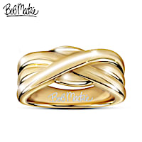 18K Gold-Plated Silver Ring, Engraved Bob Mackie Signature