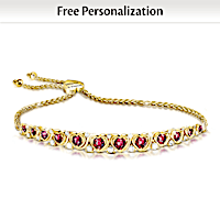 "A Dozen Rubies Of Love" Bolo Bracelet With Your 2 Names