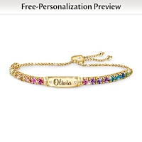 Rainbow Crystal Granddaughter Bracelet With 2 Engraved Names