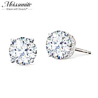 Solid Sterling Silver Moissanite Stud Earrings