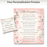 "Warm Wishes" Blanket & Personalized Pillow Set For Daughter