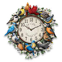 Sculptural Clock With 12 Songbird Melodies Sings Hourly