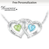 Birthstone Heart To Heart Personalized Pendant Necklace
