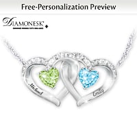 Birthstone Heart To Heart Personalized Pendant Necklace