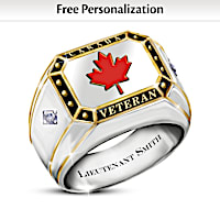 Canadian Veteran Personalized Maple Leaf Diamond Ring