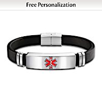 Medical Alert Men's Bracelet With Personalized Message