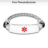 Personalized Medical Alert Black Onyx Chain Bracelet