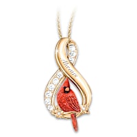 Sculpted Cardinal & Genuine Topaz Always Pendant Necklace