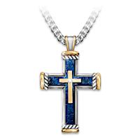 Men's Lapis Lazuli Cross Pendant Necklace