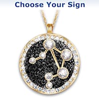 Genuine Black Sapphire Zodiac Pendant Necklace