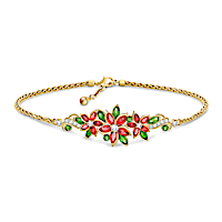 "Christmas Blooms" Women's Crystal Poinsettia Bracelet