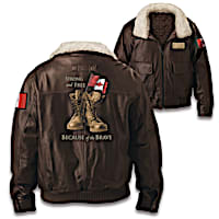 "Strong And Free" Men's Leather Aviator Jacket