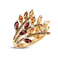 2-Carat 60-Gem Genuine Garnet, Citrine, Topaz & Quartz Ring