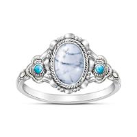 3.5-Carat Genuine White Buffalo Turquoise Ring