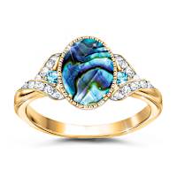 2.5-Carat Abalone Quartz Ring With Swiss Blue & White Topaz