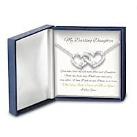6 Genuine Diamonds & 2 Topaz Hearts: Necklace For Daughters