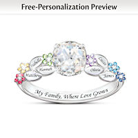 4-Carat Simulated Diamond With Names And Birthstone Flowers