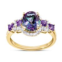 Genuine Mystic Topaz Golden Allure Ring