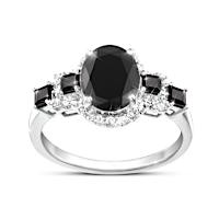 2-1/4-Carat Genuine Black Onyx And White Topaz Women's Ring
