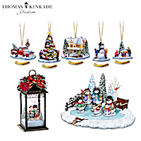 Thomas Kinkade Christmas Ornaments, Lantern & Sculpture Set