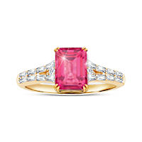 2.5-Carat Emerald-Cut Genuine Pink Topaz Solid Silver Ring