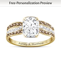 4-Carat White Topaz And Mocha Diamond Personalized Ring
