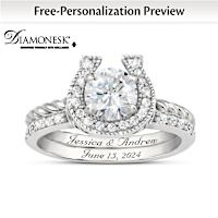 1.5-Carat Simulated Diamond Horseshoe Engraved Bridal Rings