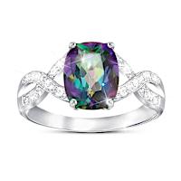4-Carat Genuine Mystic Topaz Aurora Embrace Ring