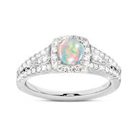 Genuine Ethiopian Opal Ring With 56 Genuine White Topaz