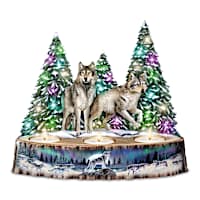 Al Agnew Wolf Art Lighted Centrepiece With Flameless Candles