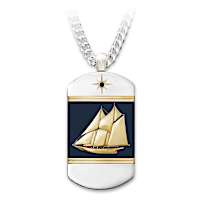 Bluenose Schooner Dog Tag Necklace With Real Lunenburg Sand