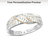 Genuine Diamond Faith And Family Personalized Ring