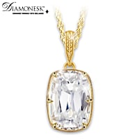 11-Carat Antique Cushion-Cut Simulated Diamond Necklace