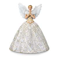 Christmas Angel Figure In Fibre Optic Light-Up Organza Gown