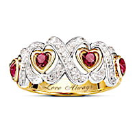 "Hearts And Kisses" Engraved Ruby And Diamond Ring